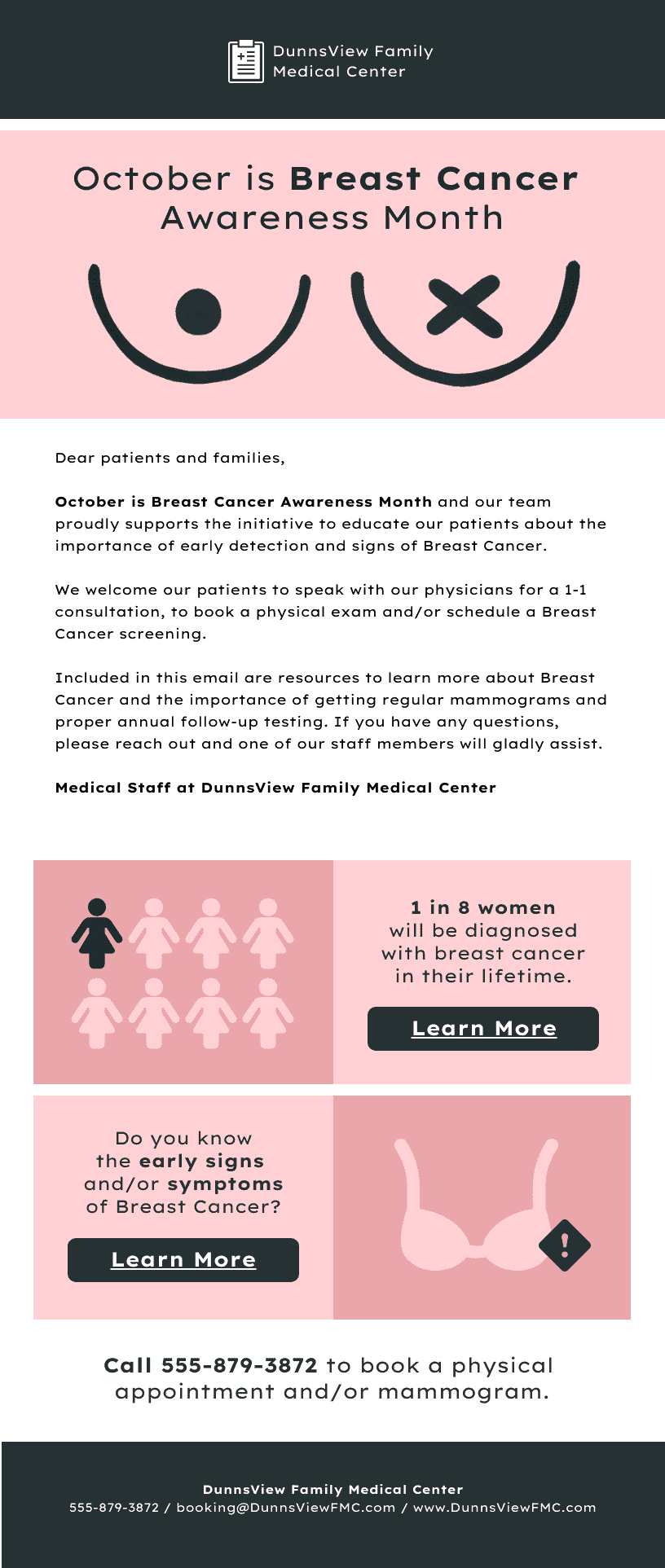 Ideia para boletim informativo de outubro: Conscientização sobre o câncer de mama