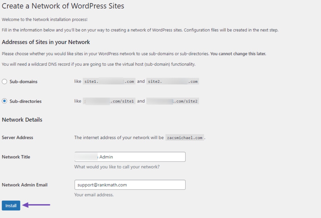 เครือข่ายไซต์ WordPress สำหรับเครือข่ายหลายไซต์