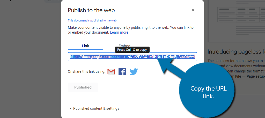 URL リンクをコピーして WordPress に Google ドキュメントを埋め込みます
