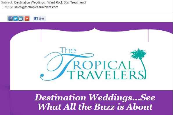 Хороший пример темы электронного письма от Tropical Travelers