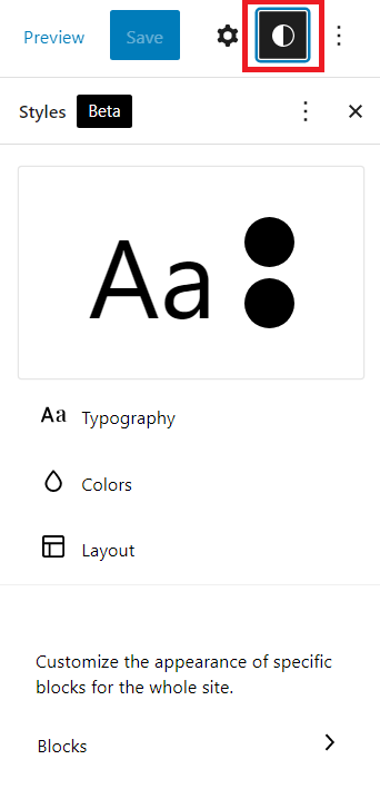 Tipografia e cores padrão