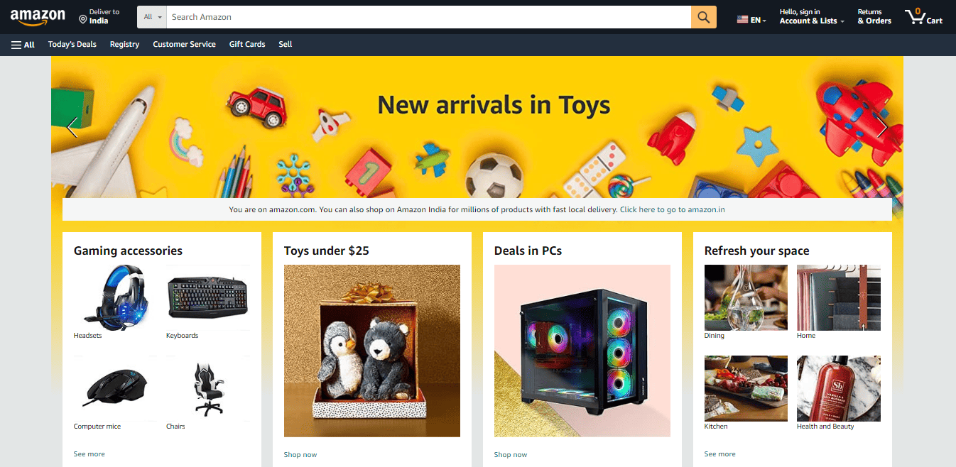 Página web de fluidos de Amazon.