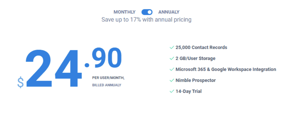 Nimble Müşteri Profili Yazılım Fiyatlandırması