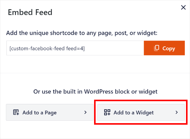 adicione o feed de eventos do Facebook como um widget