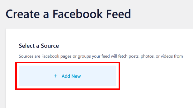 Facebook フィードの新しいソースを追加