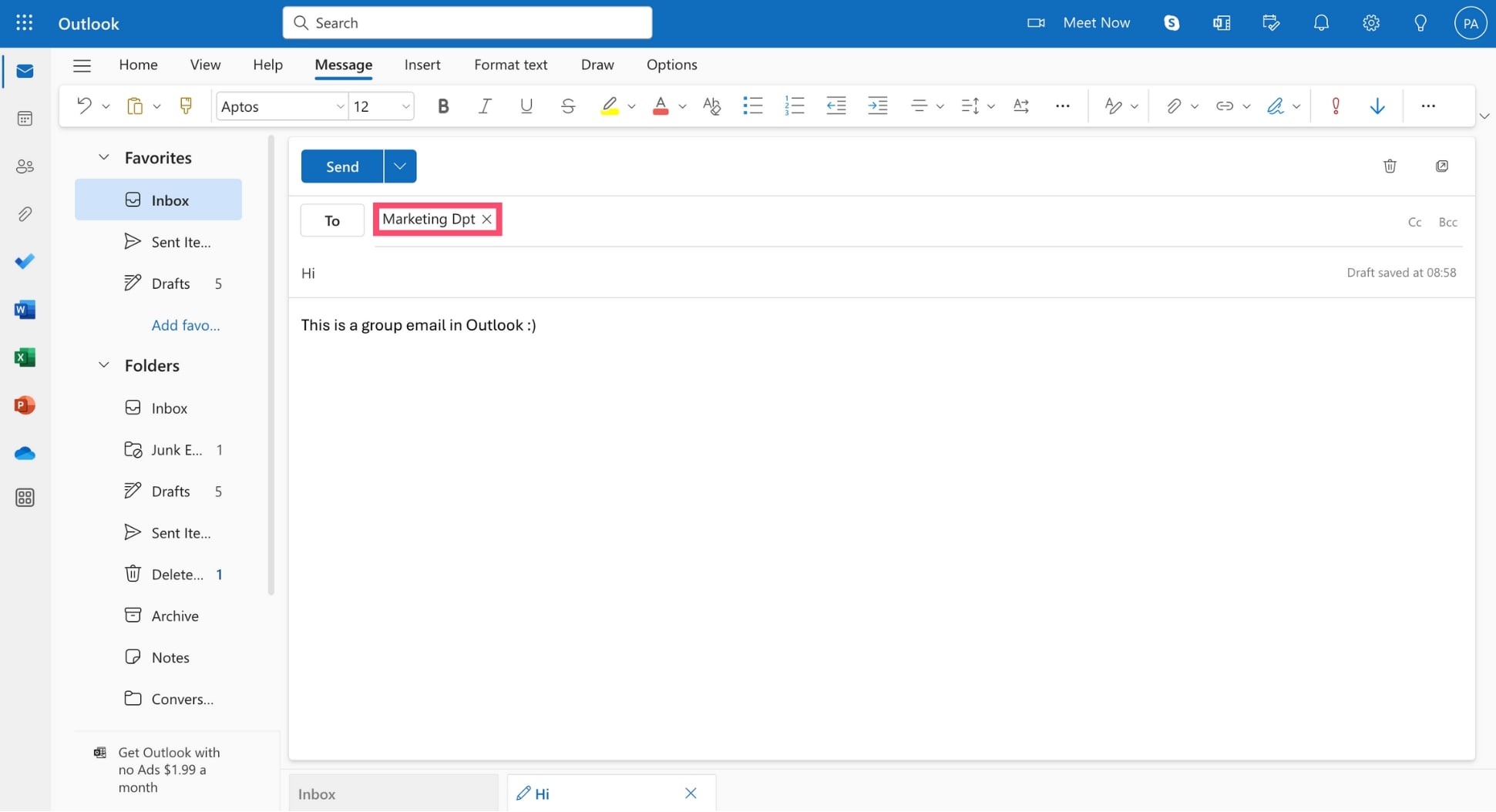 Tambahkan alamat email grup kontak Outlook Anda