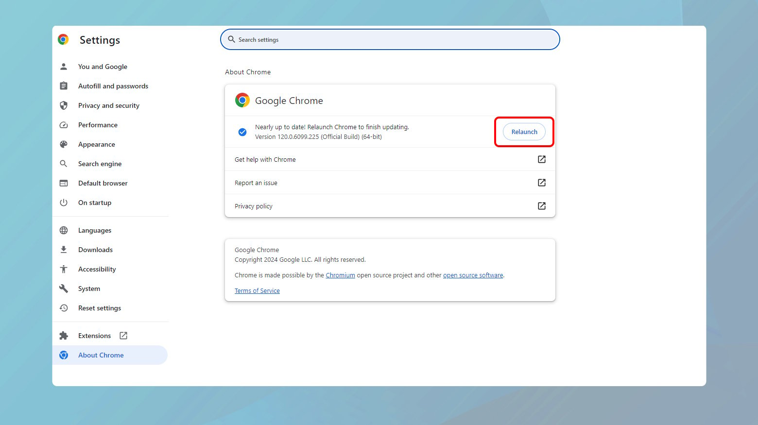 Strona pomocy Chrome z wybranymi aktualizacjami Chrome