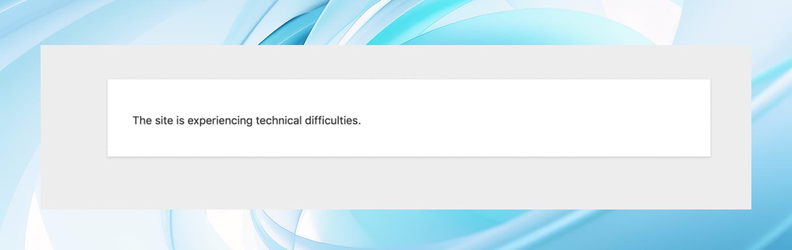 Ein Screenshot der Meldung „Auf dieser Website sind technische Probleme aufgetreten“, die Frontend-Benutzern und Besuchern möglicherweise während eines WordPress-Fehlers „max_execution_time“ angezeigt wird.