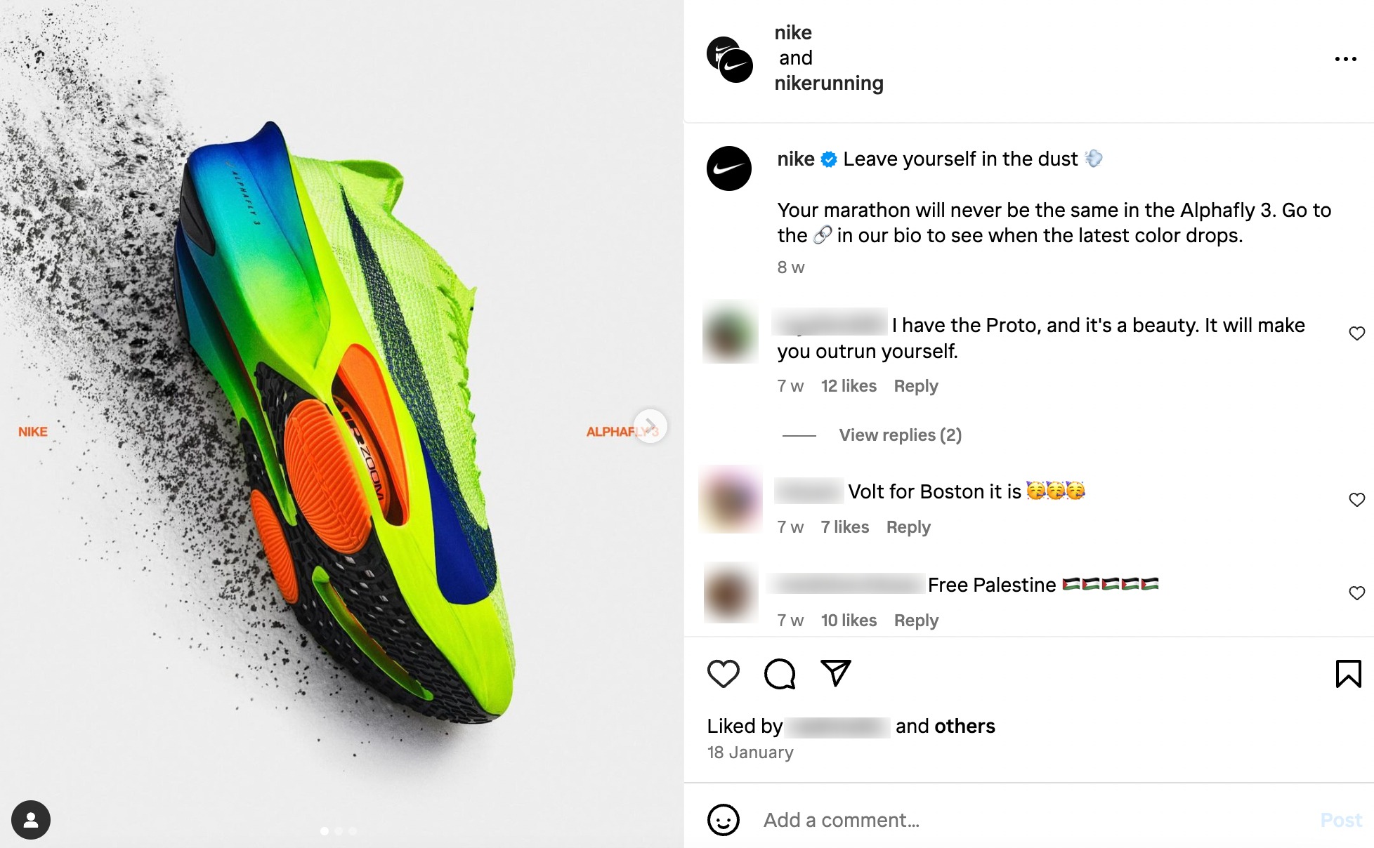 Przegląd treści: przykład zaangażowania Nike