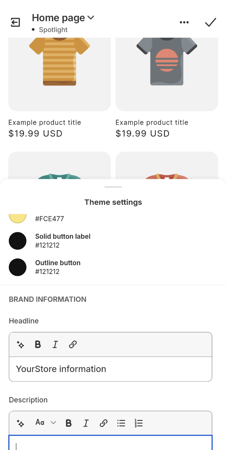 Shopify-App für den mobilen Editor