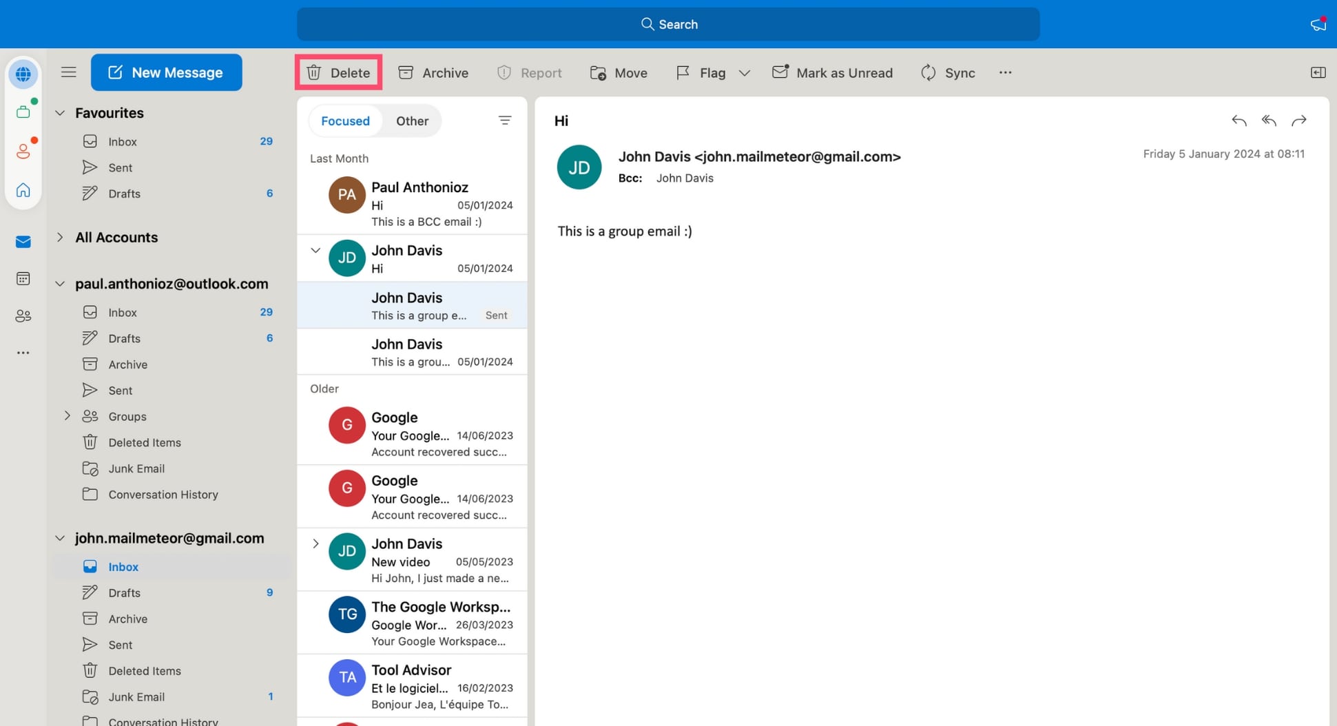Microsoft Outlook에서 이메일을 삭제하는 방법