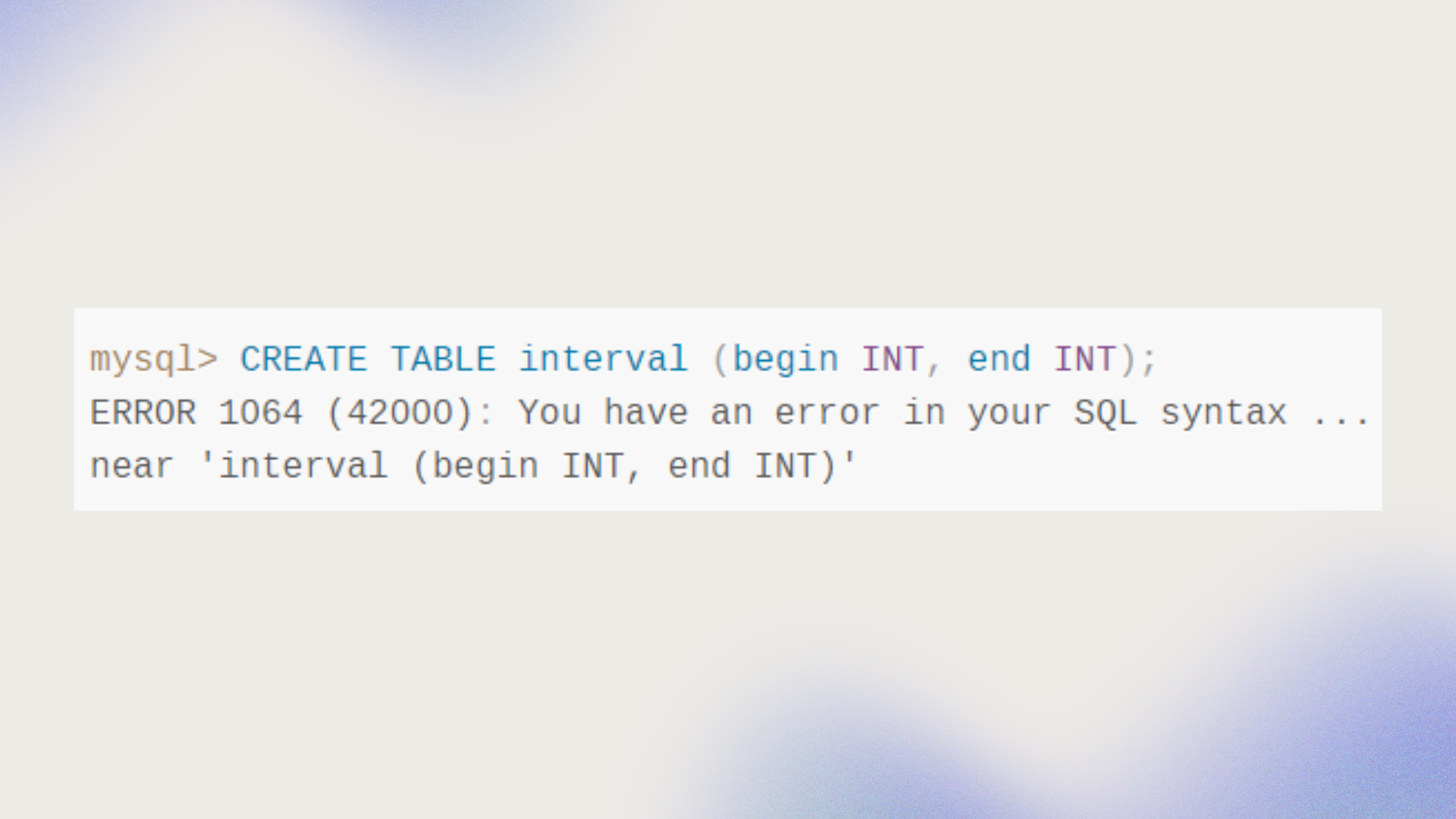 خطأ MySQL 1064 يظهر