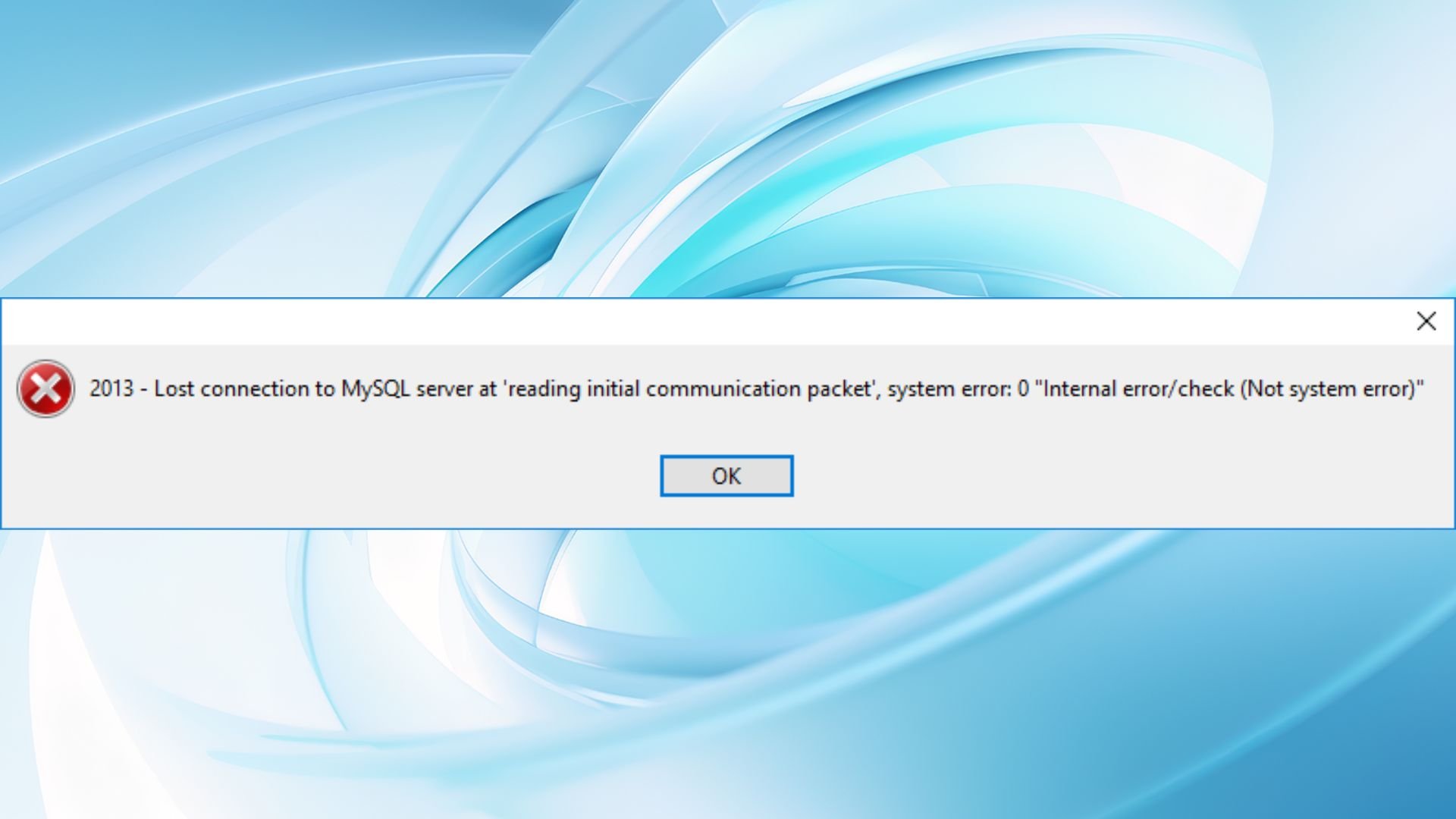 2013 — Utracono połączenie z serwerem MySQL podczas „odczytu początkowego pakietu komunikacyjnego”, błąd systemowy: 0